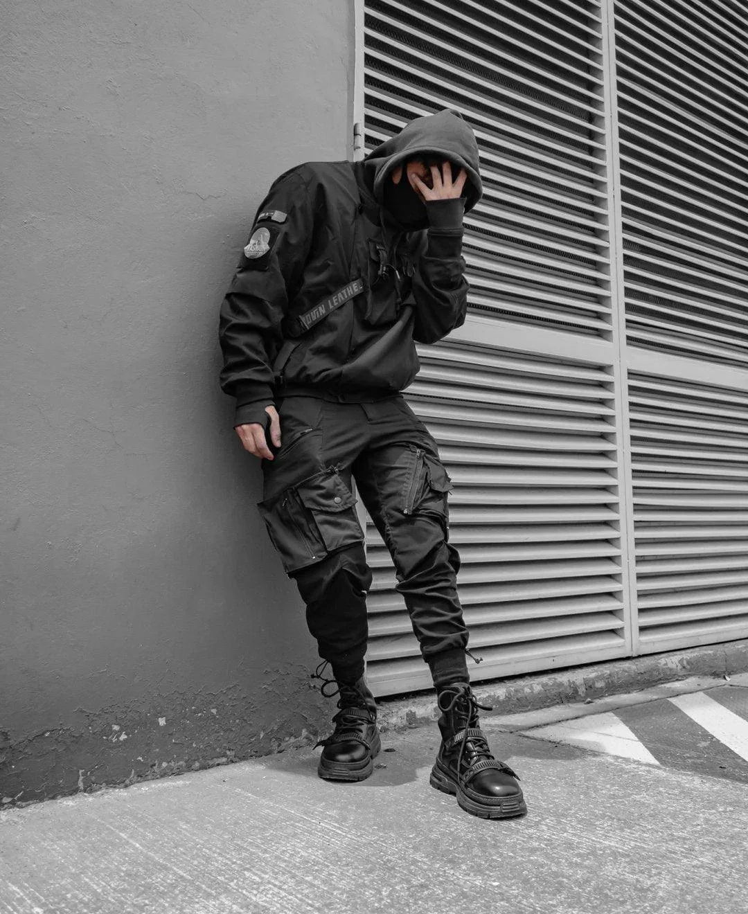 Futuristic Gothic Skull Jacket -  urban wear - Futuristic Gothic Skull Black Bomber Jacket