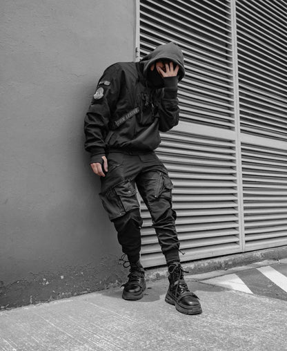 Futuristic Gothic Skull Jacket -  urban wear - Futuristic Gothic Skull Black Bomber Jacket