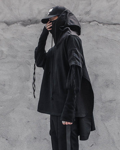Futuristic Ninja Cape Hoodie - techwear-core - Futuristic Ninja Cape Hoodie for All Seasons