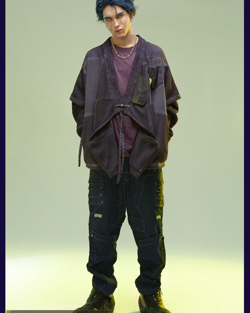 Futuristic Ninja Kimono Jacket -  purple kimono - Futuristic Ninja Kimono Jacket for Techwear Enthusiasts