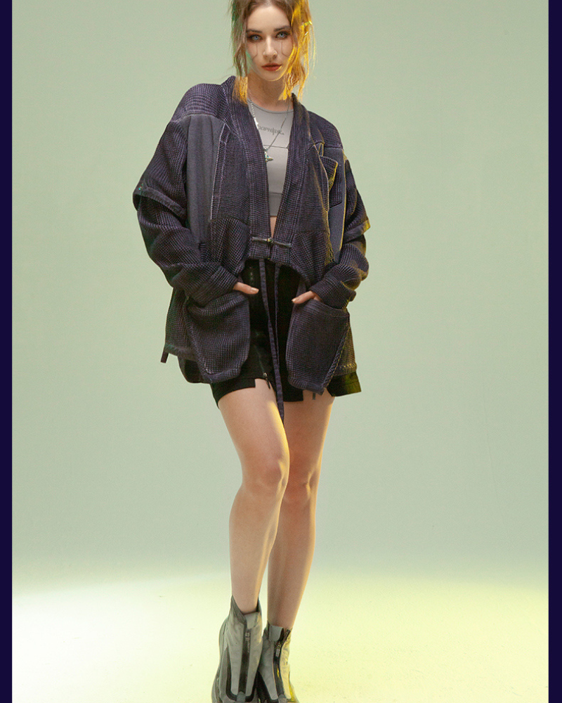 Futuristic Ninja Kimono Jacket -  streetwear - Futuristic Ninja Kimono Jacket for Techwear Enthusiasts