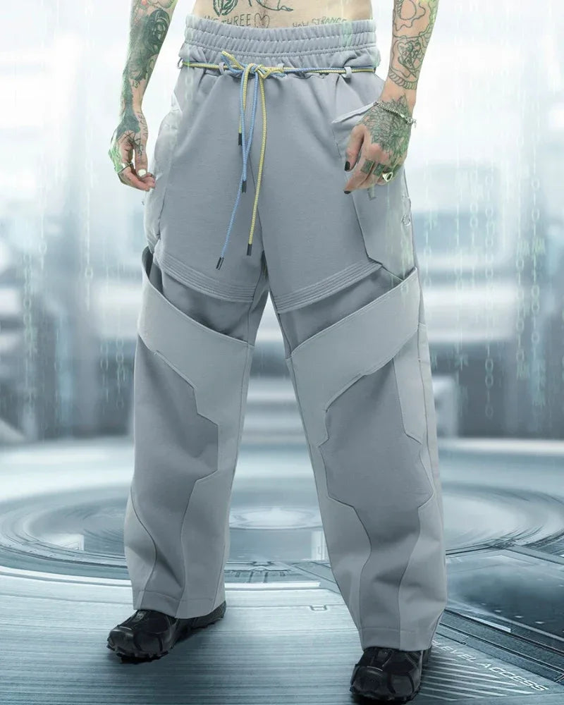 Futuristic Patchwork Cyber Pants - cyber pants - Futuristic Patchwork Cyber Pants for Bold Style