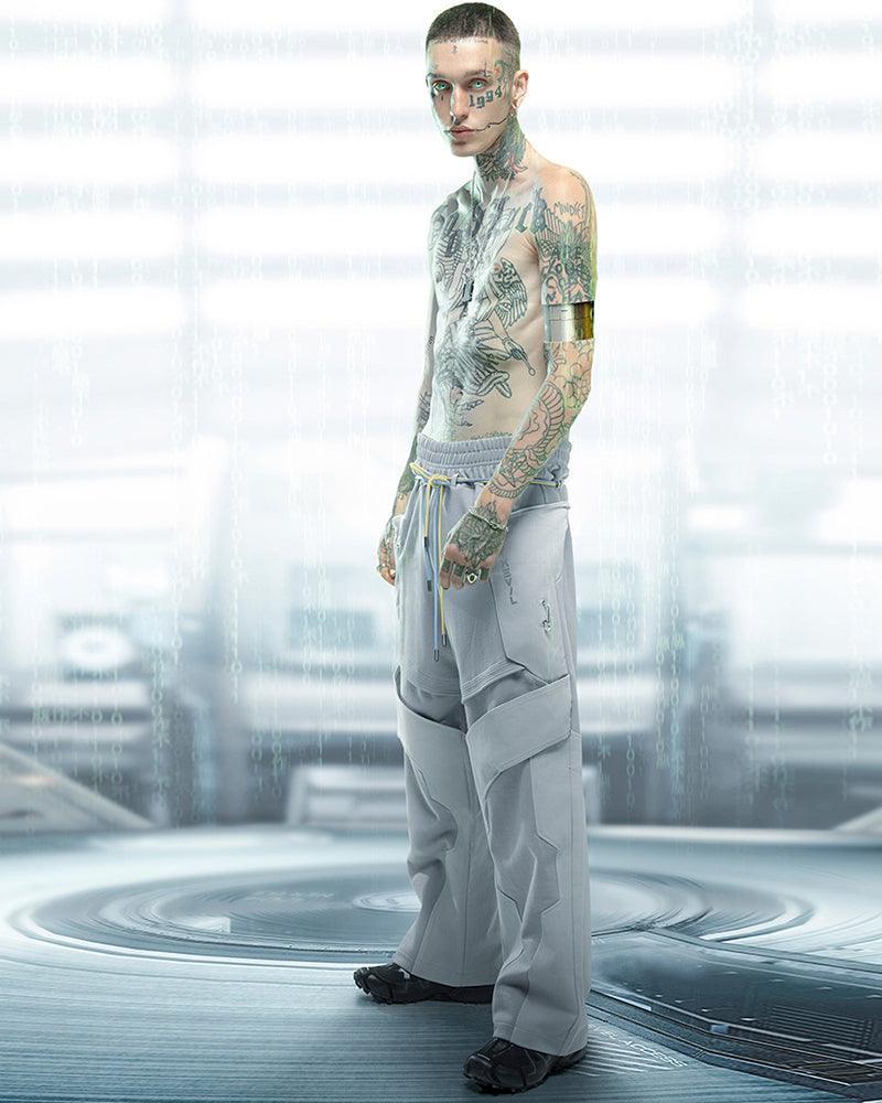 Futuristic Patchwork Cyber Pants -  futuristic - Futuristic Patchwork Cyber Pants for Bold Style