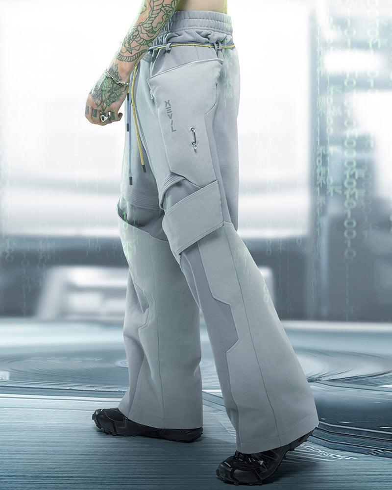 Futuristic Patchwork Cyber Pants -  comfortable polyester pants - Futuristic Patchwork Cyber Pants for Bold Style