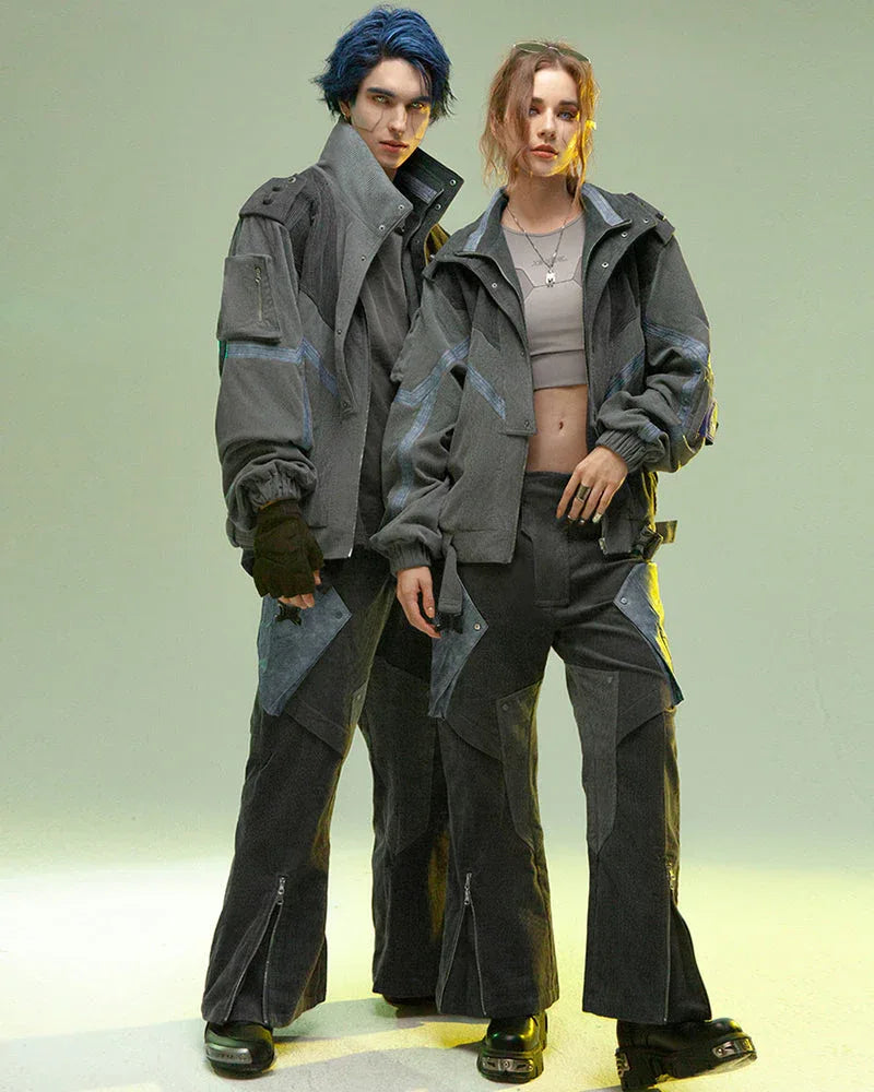 Futuristic Stealth Corduroy Trousers -  cyberpunk fashion - Futuristic Stealth Corduroy Trousers for Men