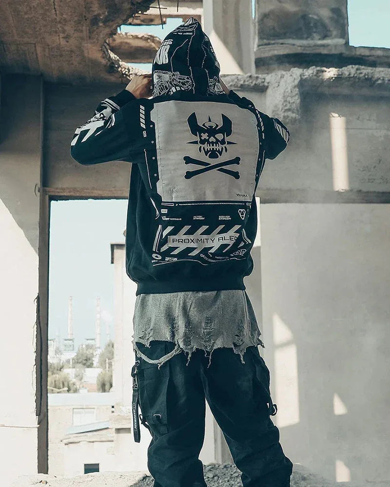 Futuristic Style Zip Hoodie -  cyberpunk - Stylish Cyberpunk Zip Hoodie for Everyday Comfort