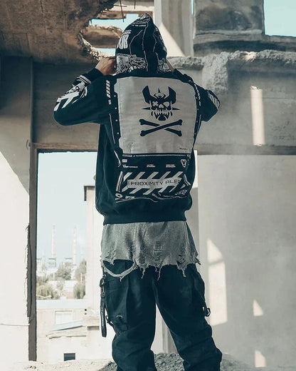 Futuristic Style Zip Hoodie -  cyberpunk - Stylish Cyberpunk Zip Hoodie for Everyday Comfort
