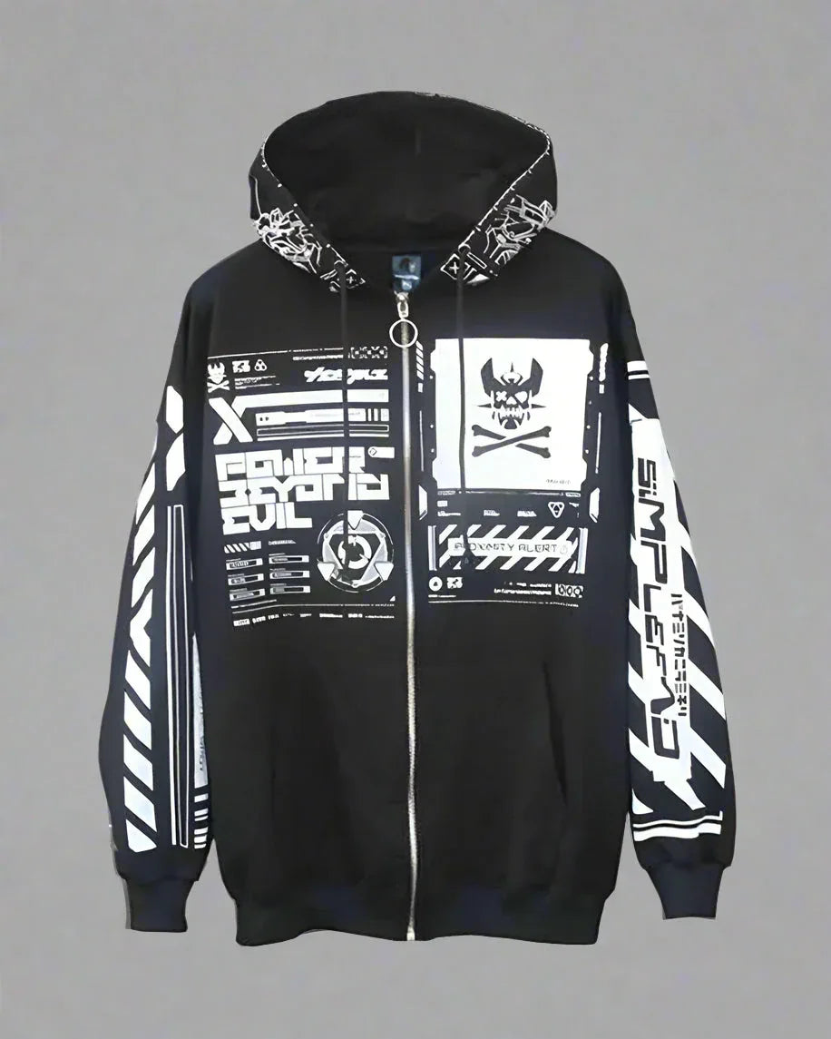 Futuristic Style Zip Hoodie -  techwear - Stylish Cyberpunk Zip Hoodie for Everyday Comfort