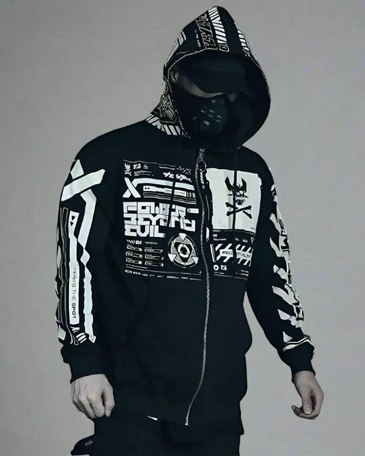 Futuristic Style Zip Hoodie - techwear jacket - Stylish Cyberpunk Zip Hoodie for Everyday Comfort