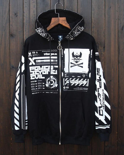 Futuristic Style Zip Hoodie - techwear jacket - Stylish Cyberpunk Zip Hoodie for Everyday Comfort