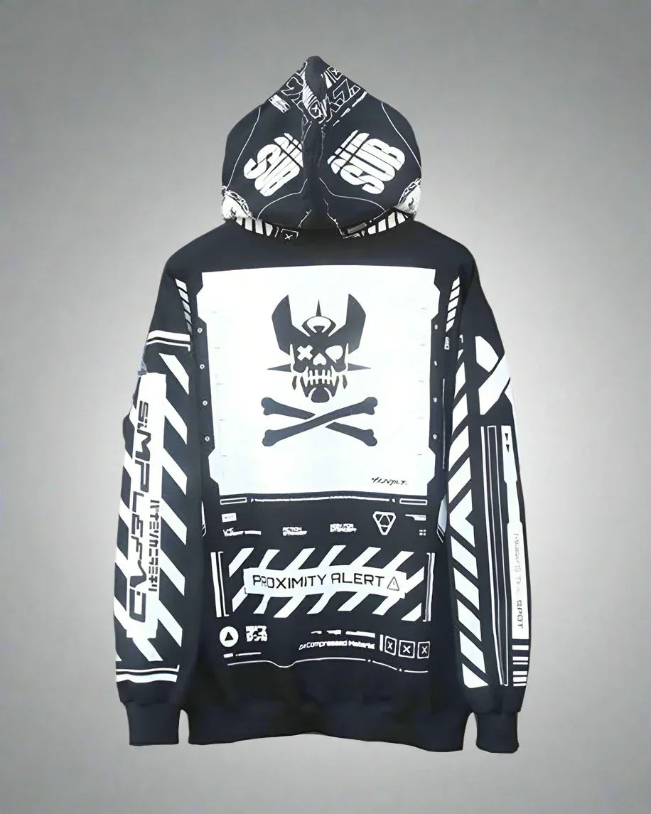Futuristic Style Zip Hoodie -  urban aesthetics - Stylish Cyberpunk Zip Hoodie for Everyday Comfort