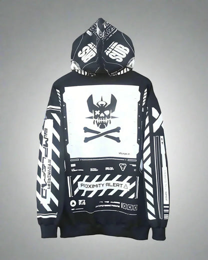 Futuristic Style Zip Hoodie -  urban aesthetics - Stylish Cyberpunk Zip Hoodie for Everyday Comfort