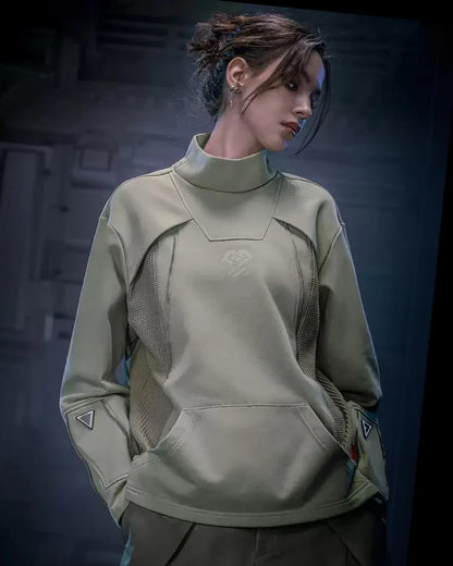 Futuristic Turtleneck Sweatshirt - techwear sweatshirt - Futuristic Turtleneck Sweatshirt for Modern Style