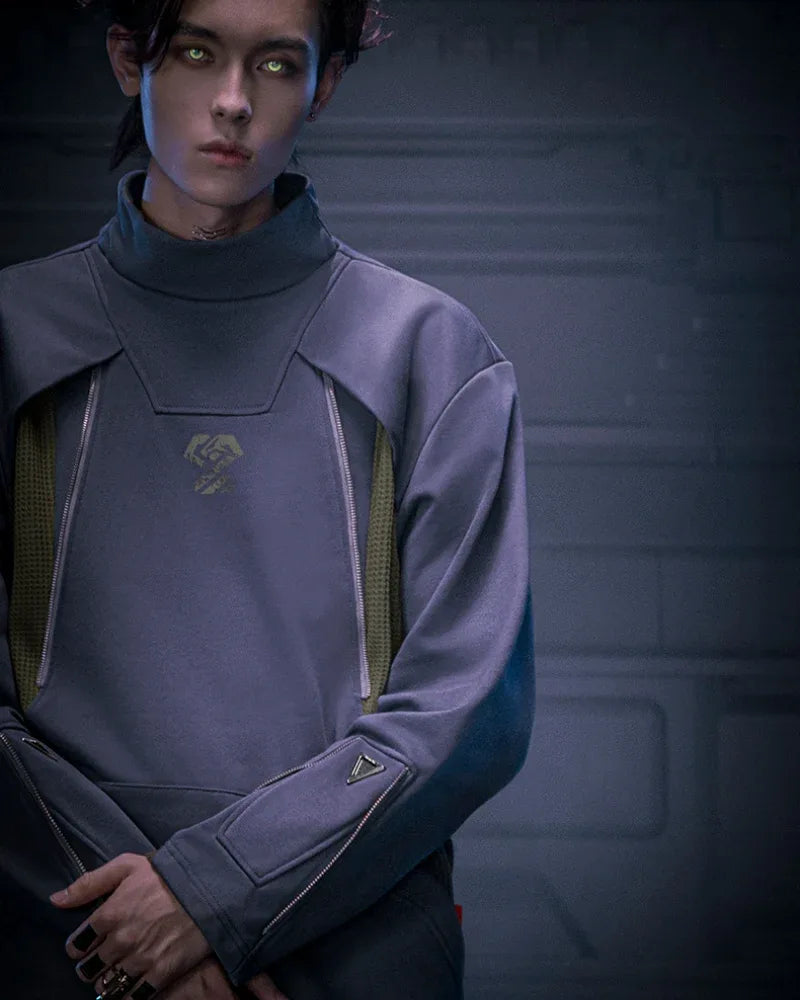 Futuristic Turtleneck Sweatshirt - techwear sweatshirt - Futuristic Turtleneck Sweatshirt for Modern Style