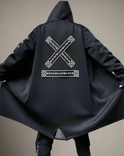 Futuristic Urban Long Coat -  adjustable hood jacket - Futuristic Urban Long Coat for Modern Style
