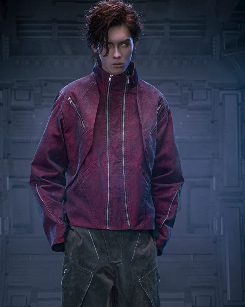 Futuristic Velvet Cyberpunk Jacket - cyberpunk jacket - Futuristic Velvet Cyberpunk Jacket for Streetwear