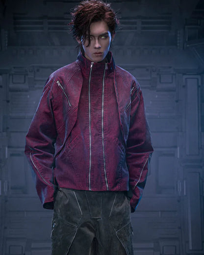 Futuristic Velvet Cyberpunk Jacket - cyberpunk jacket - Futuristic Velvet Cyberpunk Jacket for Streetwear