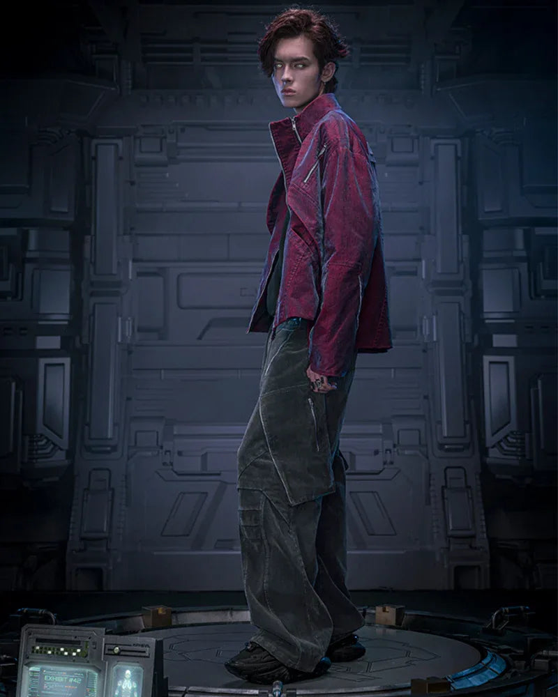 Futuristic Velvet Cyberpunk Jacket - cyberpunk jacket - Futuristic Velvet Cyberpunk Jacket for Streetwear