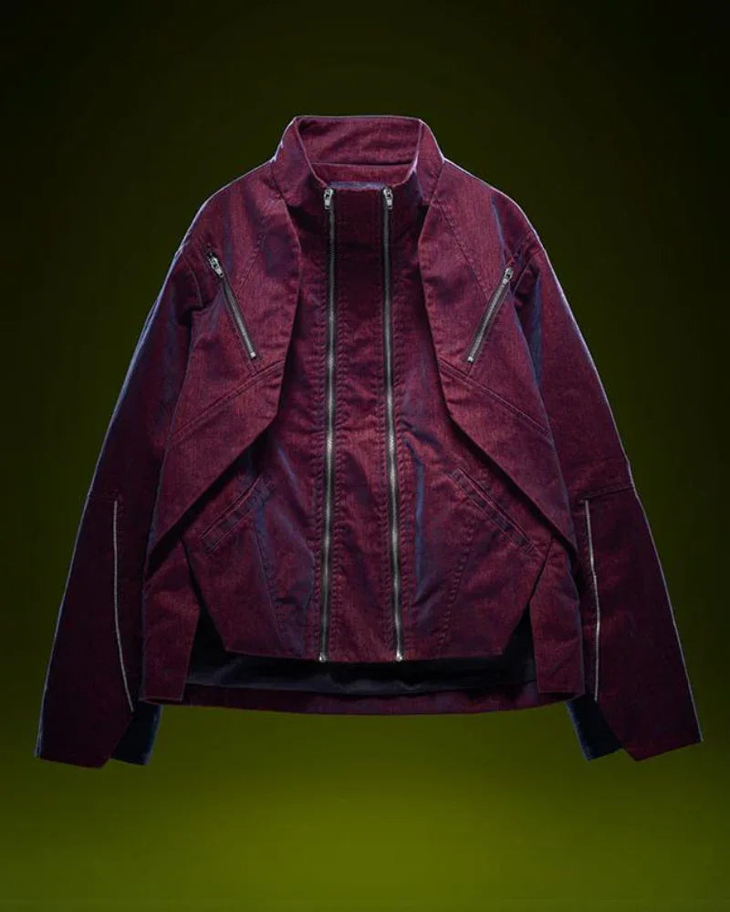 Futuristic Velvet Cyberpunk Jacket -  modern streetwear jacket - Futuristic Velvet Cyberpunk Jacket for Streetwear