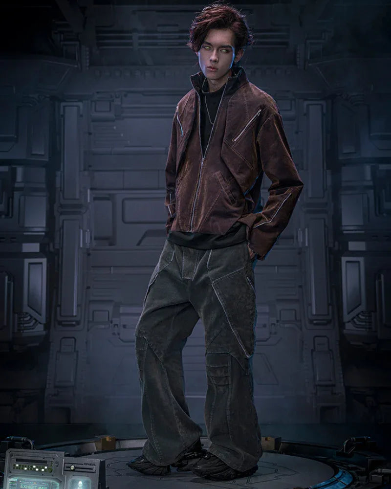 Futuristic Velvet Cyberpunk Jacket -  streetwear - Futuristic Velvet Cyberpunk Jacket for Streetwear