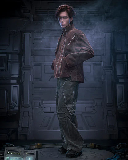 Futuristic Velvet Cyberpunk Jacket -  velvet jacket - Futuristic Velvet Cyberpunk Jacket for Streetwear