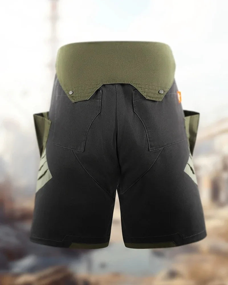 Futuristic Washed Denim Cargo Shorts -  denim - Stylish Washed Denim Cargo Shorts for Summer