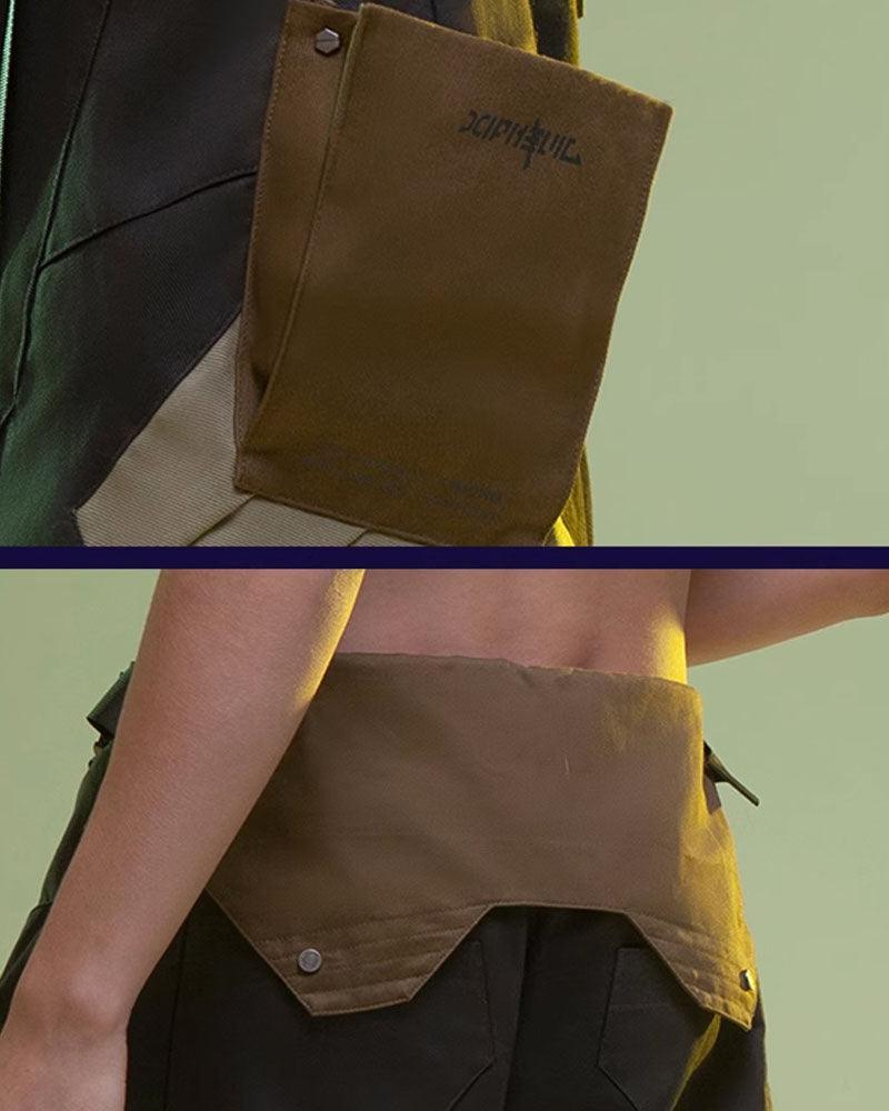 Futuristic Washed Denim Cargo Shorts -  cyberpunk fashion - Stylish Washed Denim Cargo Shorts for Summer