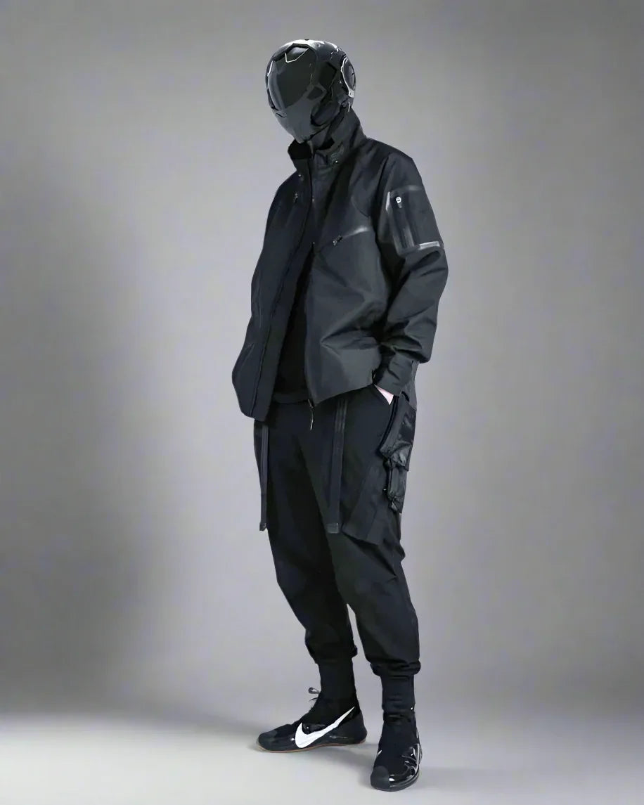 Futuristic Waterproof Cyberpunk Coat -  black waterproof coat - Stylish Waterproof Cyberpunk Coat for Everyday Wear