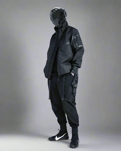 Futuristic Waterproof Cyberpunk Coat -  black waterproof coat - Stylish Waterproof Cyberpunk Coat for Everyday Wear