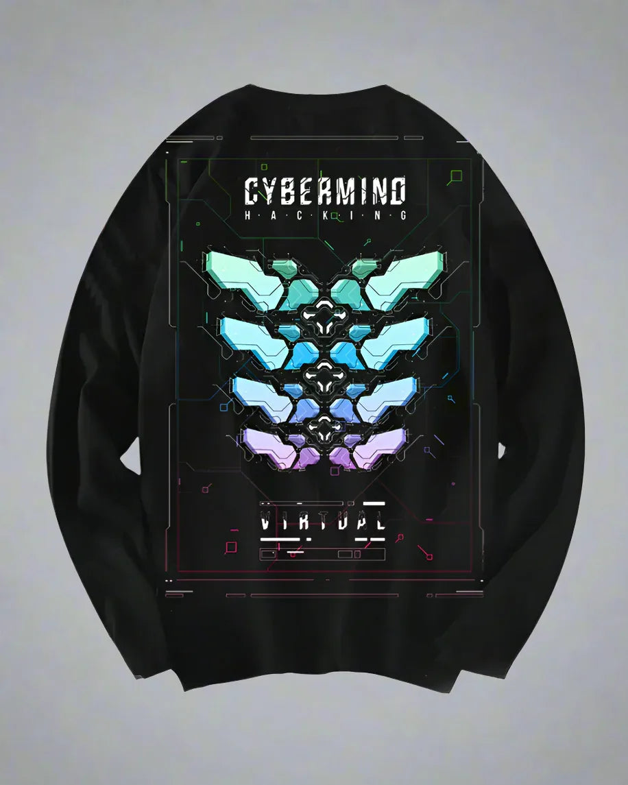 Galactic Inspired Crewneck Sweatshirt -  futuristic streetwear - Galactic Inspired Crewneck Sweatshirt in Black