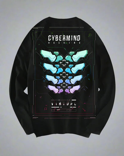 Galactic Inspired Crewneck Sweatshirt -  futuristic streetwear - Galactic Inspired Crewneck Sweatshirt in Black