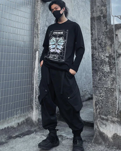 Galactic Inspired Crewneck Sweatshirt - techwear sweatshirt - Galactic Inspired Crewneck Sweatshirt in Black