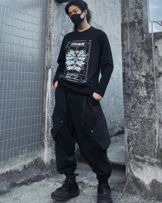 Galactic Inspired Crewneck Sweatshirt - techwear sweatshirt - Galactic Inspired Crewneck Sweatshirt in Black