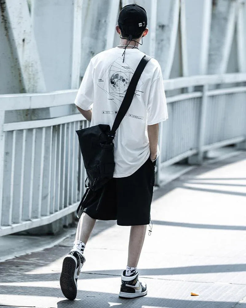 Galactic Moon Adventure Tee -  comfortable techwear - Galactic Moon Adventure Techwear T-Shirt