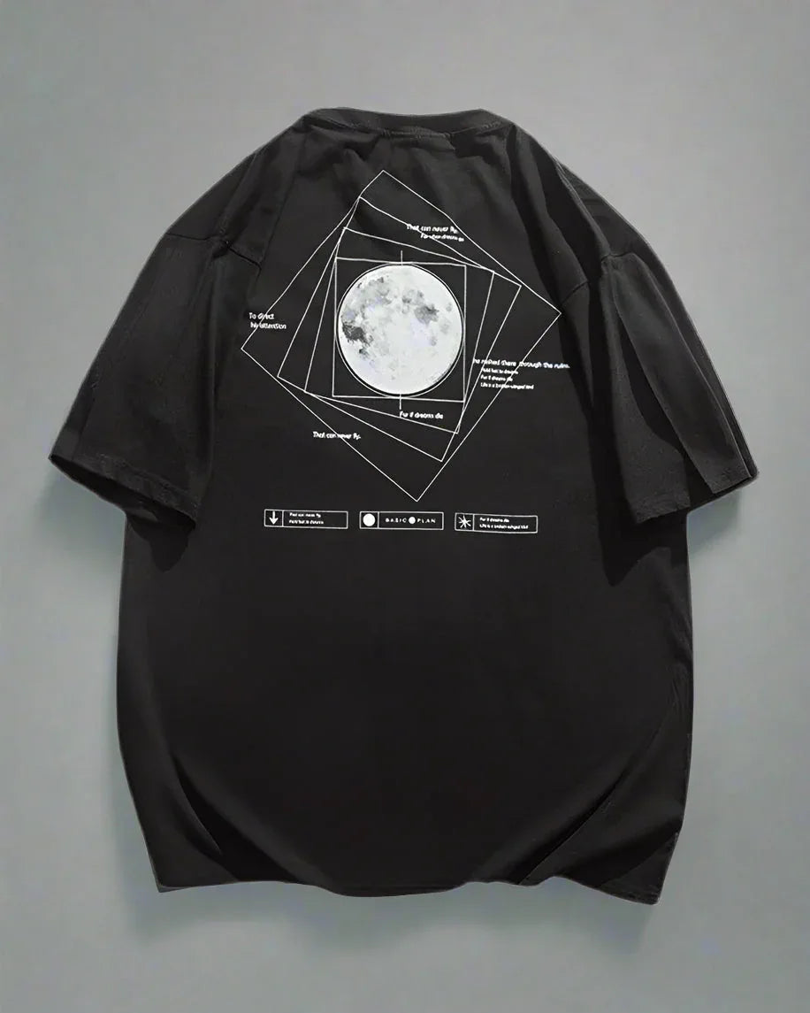 Galactic Moon Adventure Tee - futuristic t-shirt - Galactic Moon Adventure Techwear T-Shirt