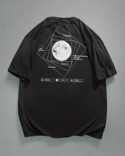 Galactic Moon Adventure Tee - futuristic t-shirt - Galactic Moon Adventure Techwear T-Shirt