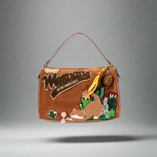 Gallery-Inspired Desert Oasis Bag - desert bag - Desert Oasis Bag with Embroidered Design