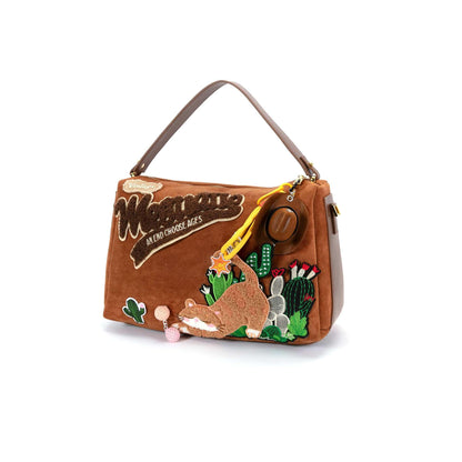 Gallery-Inspired Desert Oasis Bag - whimsical shoulder bag - Desert Oasis Bag with Embroidered Design
