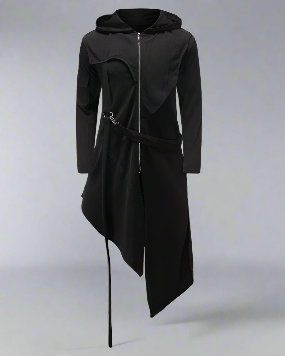 Chic Asymmetrical Long Tech Coat