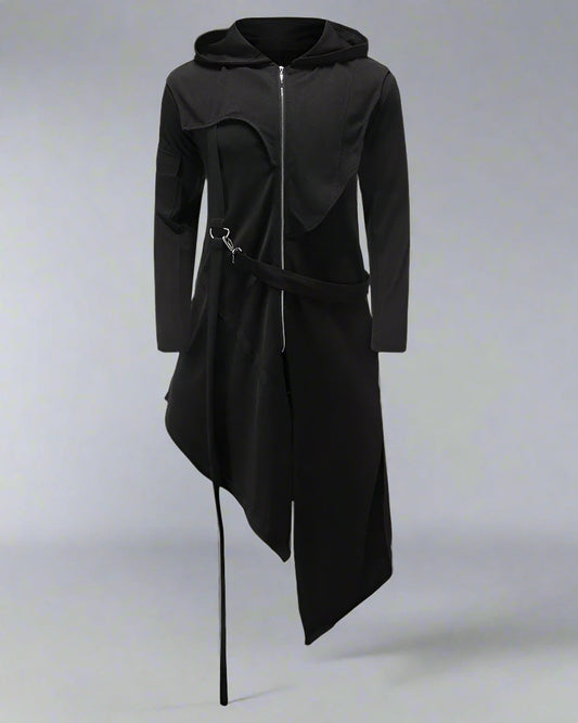 Chic Asymmetrical Long Tech Coat