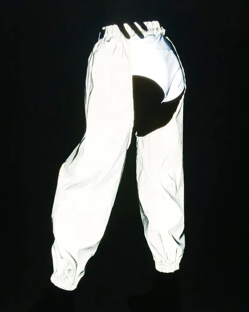 Glow-In-The-Dark Rave Pants - vibrant reflective pants - Vibrant Glow-In-The-Dark Rave Pants for Comfort