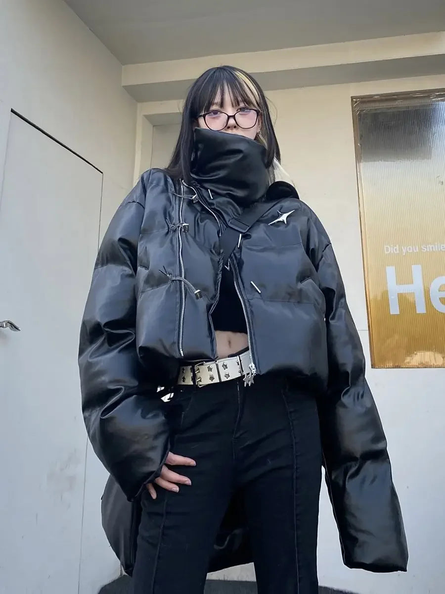 Gothic Puffer Jacket -  fashion statement - Gothic Puffer Jacket for Edgy Style and Comfort