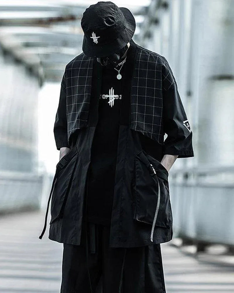 Graceful Samurai-Style Embroidered Kimono -  futuristic - Techwear Samurai Style Kimono for Everyday Comfort
