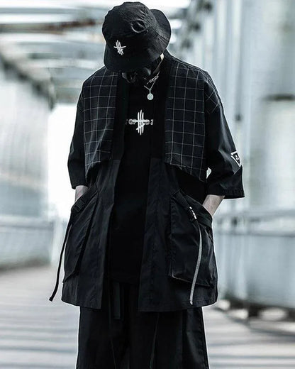 Graceful Samurai-Style Embroidered Kimono -  futuristic - Techwear Samurai Style Kimono for Everyday Comfort