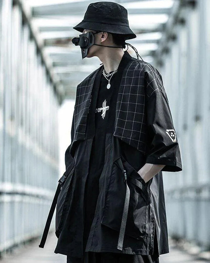 Graceful Samurai-Style Embroidered Kimono -  futuristic streetwear - Techwear Samurai Style Kimono for Everyday Comfort