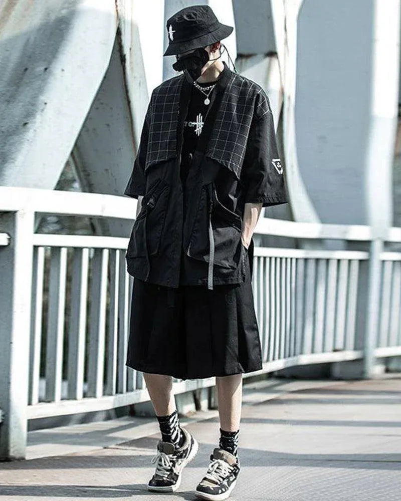 Graceful Samurai-Style Embroidered Kimono -  ninja-inspired garment - Techwear Samurai Style Kimono for Everyday Comfort