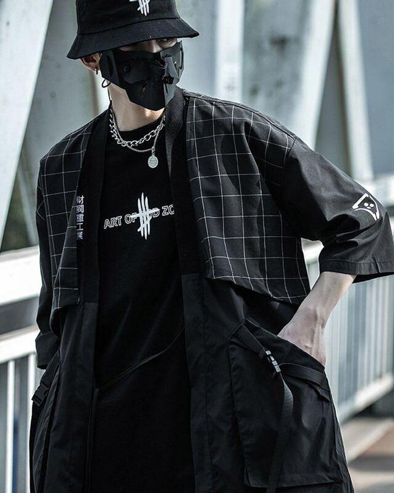Graceful Samurai-Style Embroidered Kimono -  streetwear - Techwear Samurai Style Kimono for Everyday Comfort