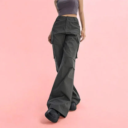 Gray Parachute Pants - parachute pants - Gray Y2K Streetwear Parachute Pants for Comfort