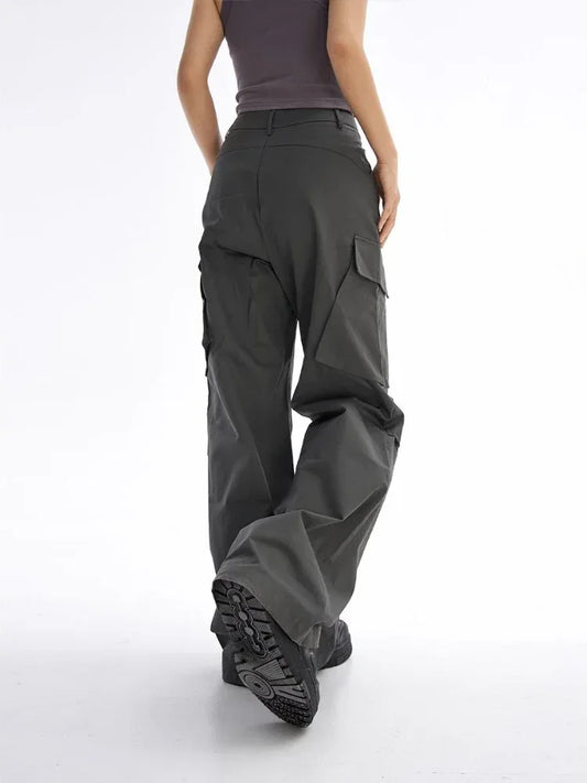 Gray Parachute Pants - retro-futuristic style - Gray Y2K Streetwear Parachute Pants for Comfort