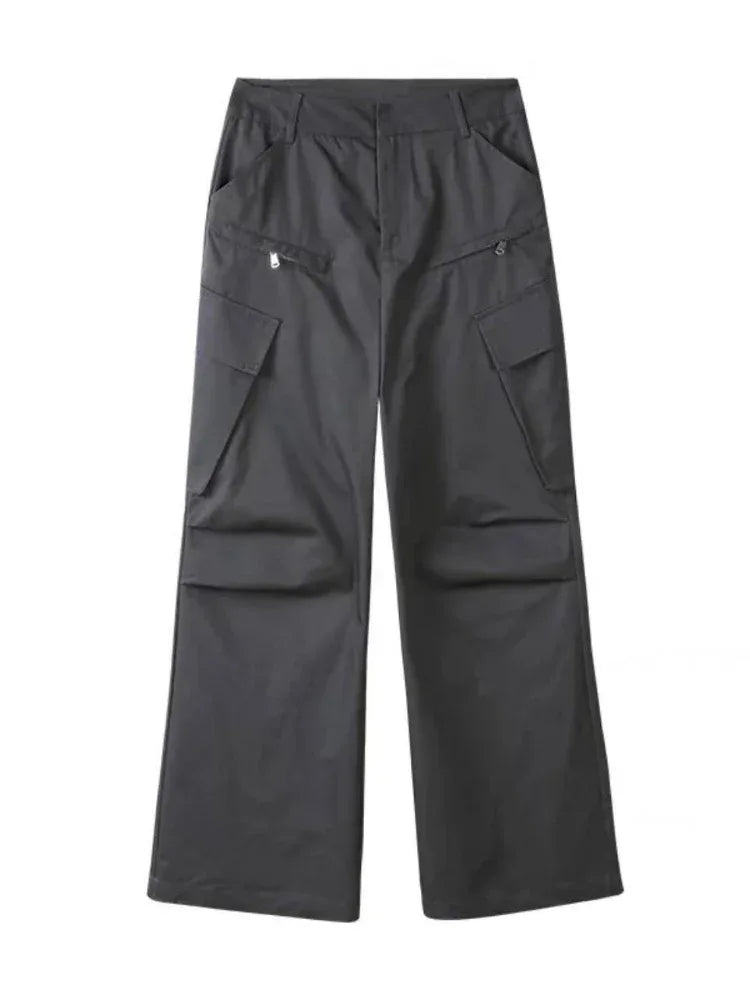 Gray Parachute Pants - y2k-core - Gray Y2K Streetwear Parachute Pants for Comfort